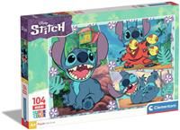 Clementoni - 27572 - Supercolor Puzzle - Super Disney Stitch - 104 Pieces| Puzzle Cartoon| Made In Italy