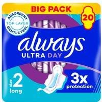 Always Ultra Day Sanitary Towels Long (Size 2) With Wings 20 Pads