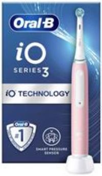 Oral-B iO3 Electric Toothbrush, Gifts For Women / Men, 1 Toothbrush Head, 3 Modes With Teeth Whitening, 2 Pin UK Plug, Pink