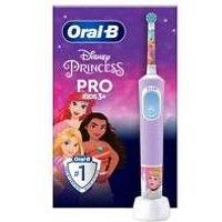 Oral-B Pro Kids Electric Toothbrush, 1 Toothbrush Head, x4 Disney Princess Stickers, 2 Modes with Kid-Friendly Sensitive Mode, For Ages 3+, 2 Pin UK Plug, Purple