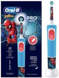 Oral-B Pro Kids Electric Toothbrush, 1 Toothbrush Head, x4 Spiderman Stickers, 2 Modes with Kid-Friendly Sensitive Mode, For Ages 3+, 2 Pin UK Plug, Blue