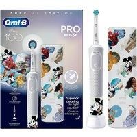 Oral-B Pro Kids Electric Toothbrush, 1 Toothbrush Head, x4 Disney Stickers, 1 Travel Case, 2 Modes with Kid-Friendly Sensitive Mode, For Ages 3+, 2 Pin UK Plug, Special Edition