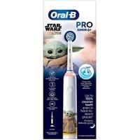 Oral-B Pro Junior Kids Electric Toothbrush, Christmas Gifts For Kids, 1 Star Wars Mandalorian Handle, 1 Toothbrush Head, 3 Modes With Kid-Friendly Sensitive Mode, For Ages 6+, 2 Pin UK Plug