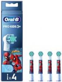 Oral-B Pro Kids Electric Toothbrush Head, With Spiderman Characters, Extra Soft Bristles, For Ages 3+, Pack of 4 Toothbrush Heads, White