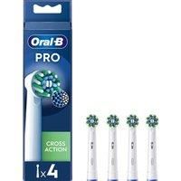 Oral-B Pro Cross Action Electric Toothbrush Head, X-Shape And Angled Bristles for Deeper Plaque Removal, Pack of 4 Toothbrush Heads, White