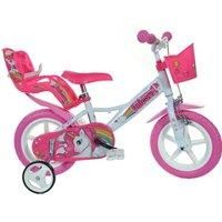 Dino Unicorn 12" Kids Single Speed Bike Girls Bicycle Pink Stabilisers 124RL-UN