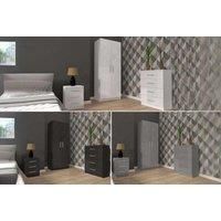 Highgloss 2Door Hinged Wardrobe Set(Chest Drawer & Bedside Table)
