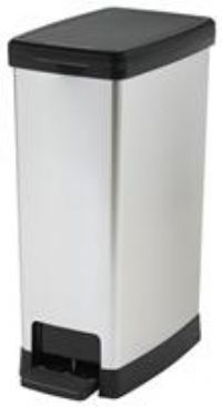 40L Slim Pedal Bin - Silver