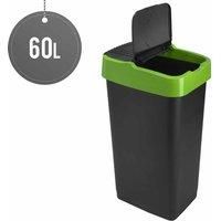 High Quality - Heidrun Plastic Waste Rubbish Recycle Bin - (60L) - Green Lid