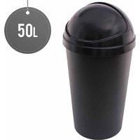 Sterling Ventures Plastic 50L Bullet Bin With Sliding Lid Waste Rubbish Dirt Paper Bin (black)