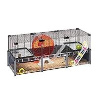 Ferplast Large Hamster Cage, Mouse Cage MULTIPLE HAMSTER LARGE, in Metal Mesh and Recycled Plastic, with Accessories, Modular, 107,5 x 37,5 x h 42 cm