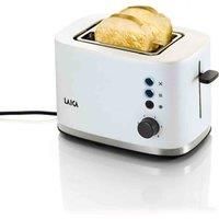 LAICA Dual Flo 2 Slice Toaster, with Defrost & Reheat Functions, Browning Settings, High-Lift & Wide Slots- White
