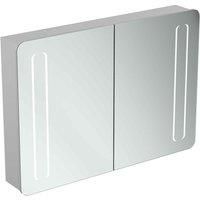 Ideal Standard 100cm Wall Mounted Bathroom Mirror Cabinet with Front Light & Ambient Light, 2 doors, T3389AL