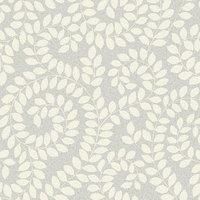 Belgravia Decor Valentino Leaf Wallpaper - Modern Wallpaper for Living Room, Bedroom, Fireplace - Decorative Luxury Wall Paper with Swirling Leaf Trail & Subtle Textured Finish (Grey & Cream)