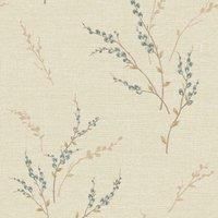 Belgravia Carmella Floral Wallpaper Metallic Embossed Hessian Vinyl - 4 Colours
