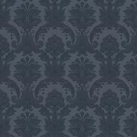 Belgravia Decor Amara Damask Dark Blue Wallpaper GB7371 - Textured Italian Vinyl