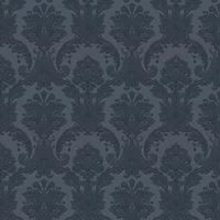 Belgravia Decor Amara Damask Dark Blue Wallpaper GB7371 - Textured Italian Vinyl