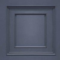 Amara Panel Vinyl Wallpaper Dark Blue - Wood Panel - Belgravia 7375