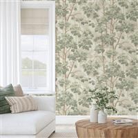 Belgravia Decor Giorgio Tree Green Wallpaper GB8115 - Italian Vinyl