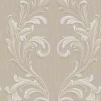 Belgravia Decor Tiffany Scroll Floral Trail Texture Vinyl Wallpaper Beige/Cream 41323