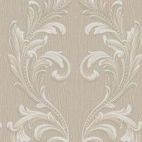 Belgravia Decor Tiffany Scroll Floral Trail Texture Vinyl Wallpaper Beige/Cream 41323