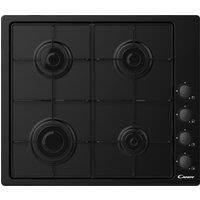 Candy CHW6LBB 60cm Four Burner Gas Hob With Enamelled Pan Stands  Black
