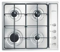 Smeg S64S Cucina 60cm Stainless Steel 4 Burner Gas Hob with New Style Controls