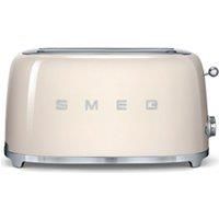 Smeg TSF02CRUK 50's Retro Style 4 Slice Toaster, Extra-Wide Bread Slots, 6 Browning Levels, Reheat and Defrost Functions, Removable Crumb Tray, Anti-Slip Feet, 1500 W, Cream