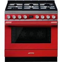 Smeg CPF9GPR Portofino 90cm Dual Fuel Range Cooker-Red