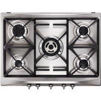 Smeg SR275XGH2 Cucina 69cm Stainless Steel 5 Burner Gas Hob with Cast Iron Pan Stands and New Style Controls