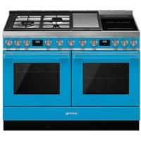 Smeg CPF120IGMPT Portofino 120cm Dual Cavity Cooker With Mixed Fuel Hob-Turquoise