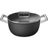 Smeg CKFC2411BLM Casserole Pan 24cm and Lid Black, Non-Stick, Aluminium, Patented Base