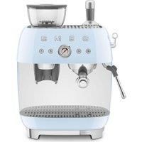 Smeg EGF03PBUK Espresso Coffee Machine with Grinder, 20 Bar Pump, 2.4L, 1650W, Pastel Blue