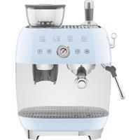 Smeg EGF03PBUK Espresso Coffee Machine with Grinder, 20 Bar Pump, 2.4L, 1650W, Pastel Blue