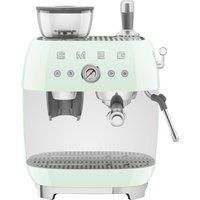 Smeg EGF03PGUK Espresso Coffee Machine with Grinder, 20 Bar Pump, 2.4L, 1650W, Pastel Green