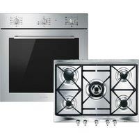 Smeg Cucina AOSF64M3G2 Built In Electric Single Oven and Gas Hob Pack - Stainless Steel - A+ Rated, Stainless Steel