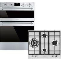 Smeg Classic AODUSF6300G Built In Electric Double Oven and Ceramic Hob Pack - Stainless Steel - A/B Rated, Stainless Steel