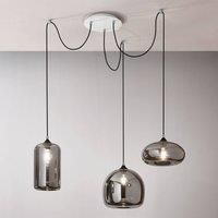 Fabas Luce Fiona Cluster Pendant Ceiling Light Transparent Grey Glass, E27