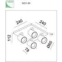 Fabas Luce Modo spot, 4-bulb, white, decorative rings, GU10, aluminium