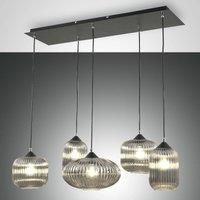 Fabas Luce Gillis Cluster Pendant Ceiling Light Transparent Grey Glass, E27