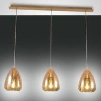 Fabas Luce Britton Straight Bar Pendant Ceiling Light Amber Glass, E27