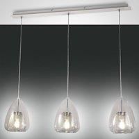 Fabas Luce Britton Straight Bar Pendant Ceiling Light Transparent Glass, E27