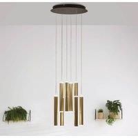 Fabas Luce Prado LED Cluster Pendant Ceiling Light Black/Satin Brass Glass