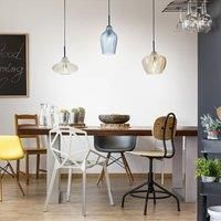 Fabas Luce Olbia hanging light, linear, 3-bulb, amber/blue/beige, glass