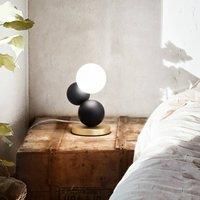 Fabas Luce Micky table lamp, black/brass, wood, dimmable, G9