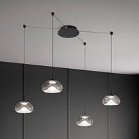 Fabas Luce LED pendant light Brena, 4-bulb, clear, glass, CCT, dimmable