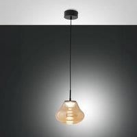 Fabas Luce LED pendant light Deva, amber, glass, 25 cm, CCT, dimmable