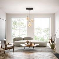 Fabas Luce LED pendant light Deva, 3-bulb, 50 cm, amber, CCT, dimmable