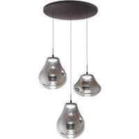 Fabas Luce Deva LED pendant light, 3-bulb, 50 cm, grey, CCT, dimmable