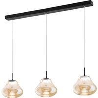 Fabas Luce Deva LED pendant light, 3-bulb, 115 cm, amber, CCT, dimmable